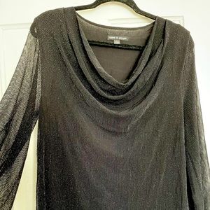 BlackCable & Gauge chiffon ribbed blouse, 3/4 sleeves, L